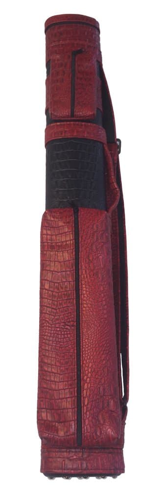 Giuseppe 2 x 2 Pool Cue Custom Carry Case - Red and Black Croc 2 Butt 2 Shaft