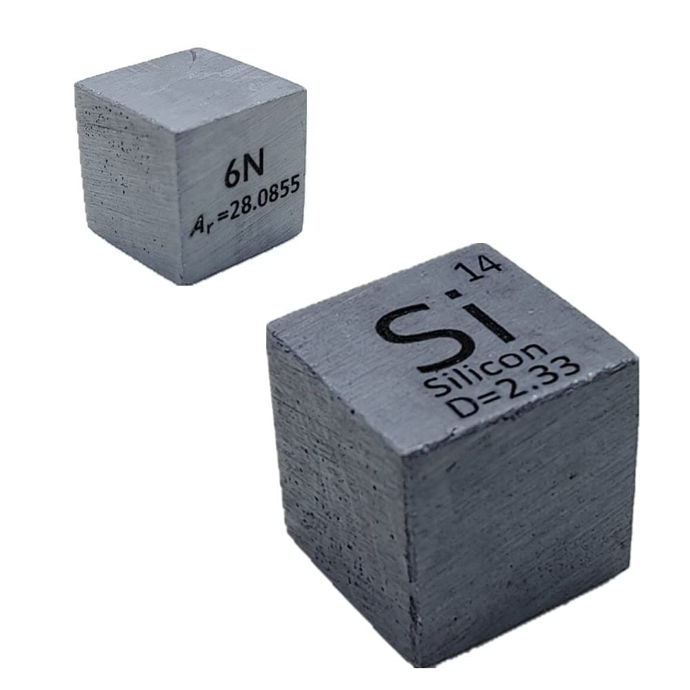 Silicon Cube Semiconductor Si 999999 Element Cube Pure 10mm Density Cube for Element Collection Periodic Table Hunter, and More (0.39", Silicon)