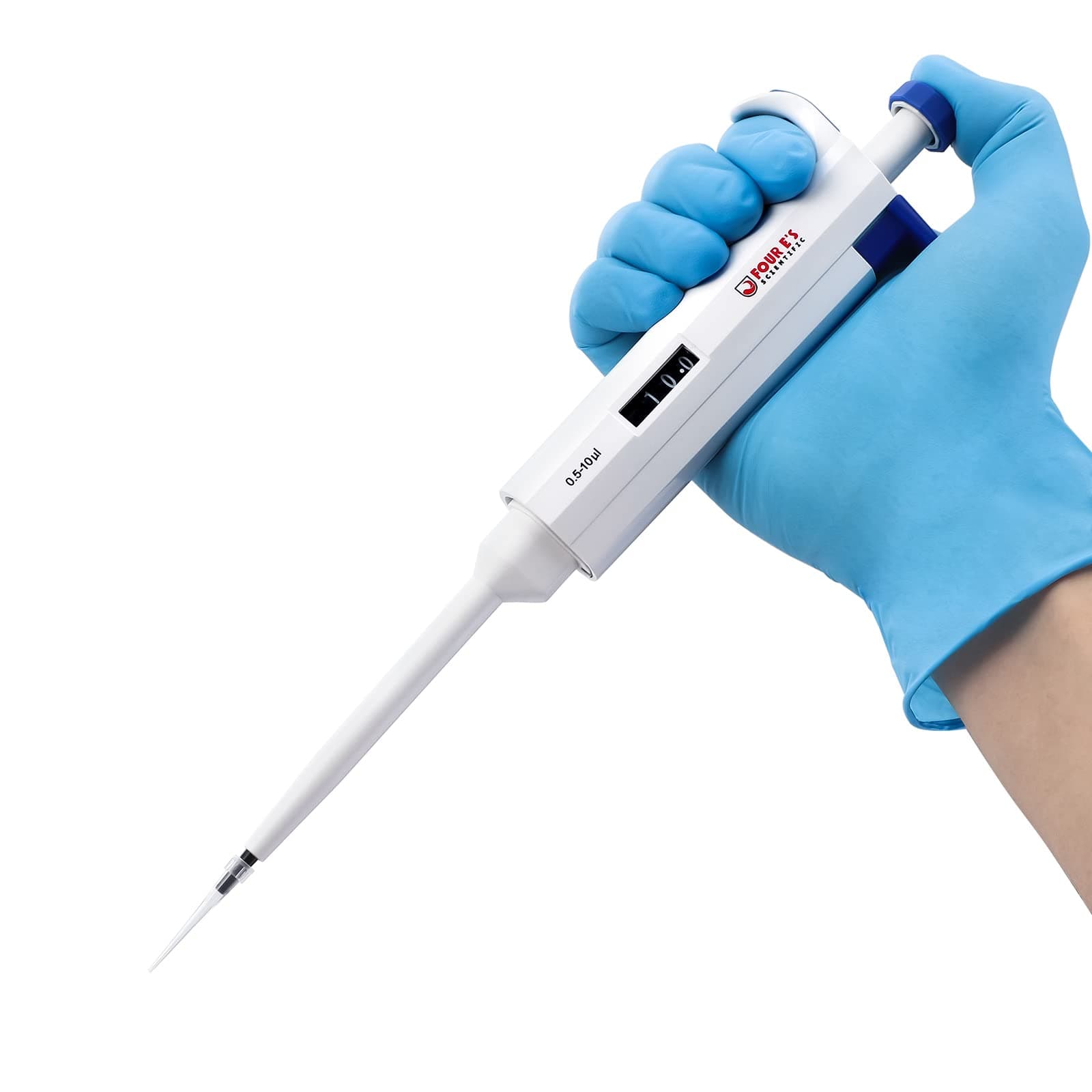 FOUR E'S SCIENTIFIC 0.5-10 uL Single-Channel Pipette Adjustable Variable Volume Micropipette High Accurate Pipettor for Laboratory, School