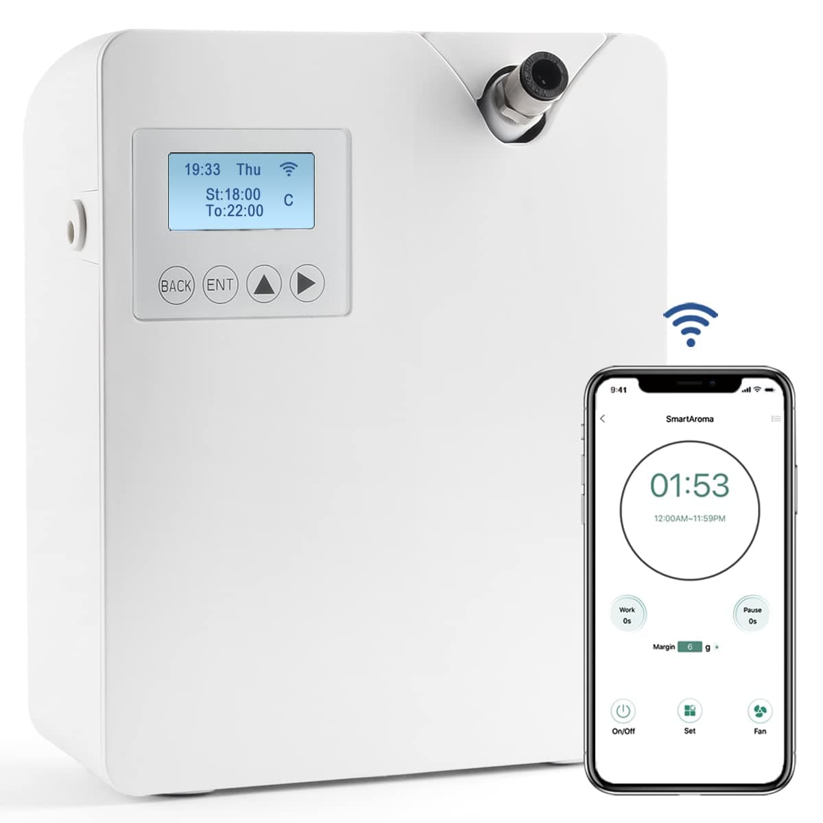 Scent Air Machine for Home, Smart Professional Waterless Aromatherapy Essential Oil Diffuser 300ml, HVAC Diffuser for Essential Oils for Large Room, Office, Spa, Business, White