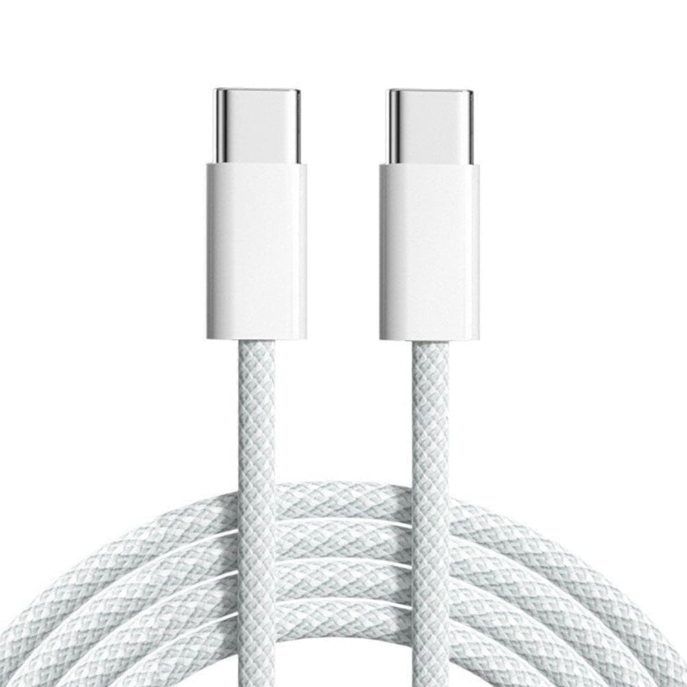60W Type-C Fast Charging Cable | 2M USB-C PD Cable | Compatible with 16, 16 Plus, 16 Pro, 16 Pro Max, 15, 15 Pro, iPad Pro, Air, Mini & Type-C Devices, White