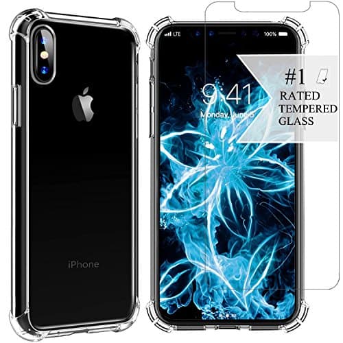 Retina iPhone X Clear Case Bundle [Tempered Glass Screen Protector] Protection Kit | Keep Your iPhone X Drop-Dead Gorgeous | Rugged Protective Slim Fit Shell Plastic Anti-Scratch Resistant Cover