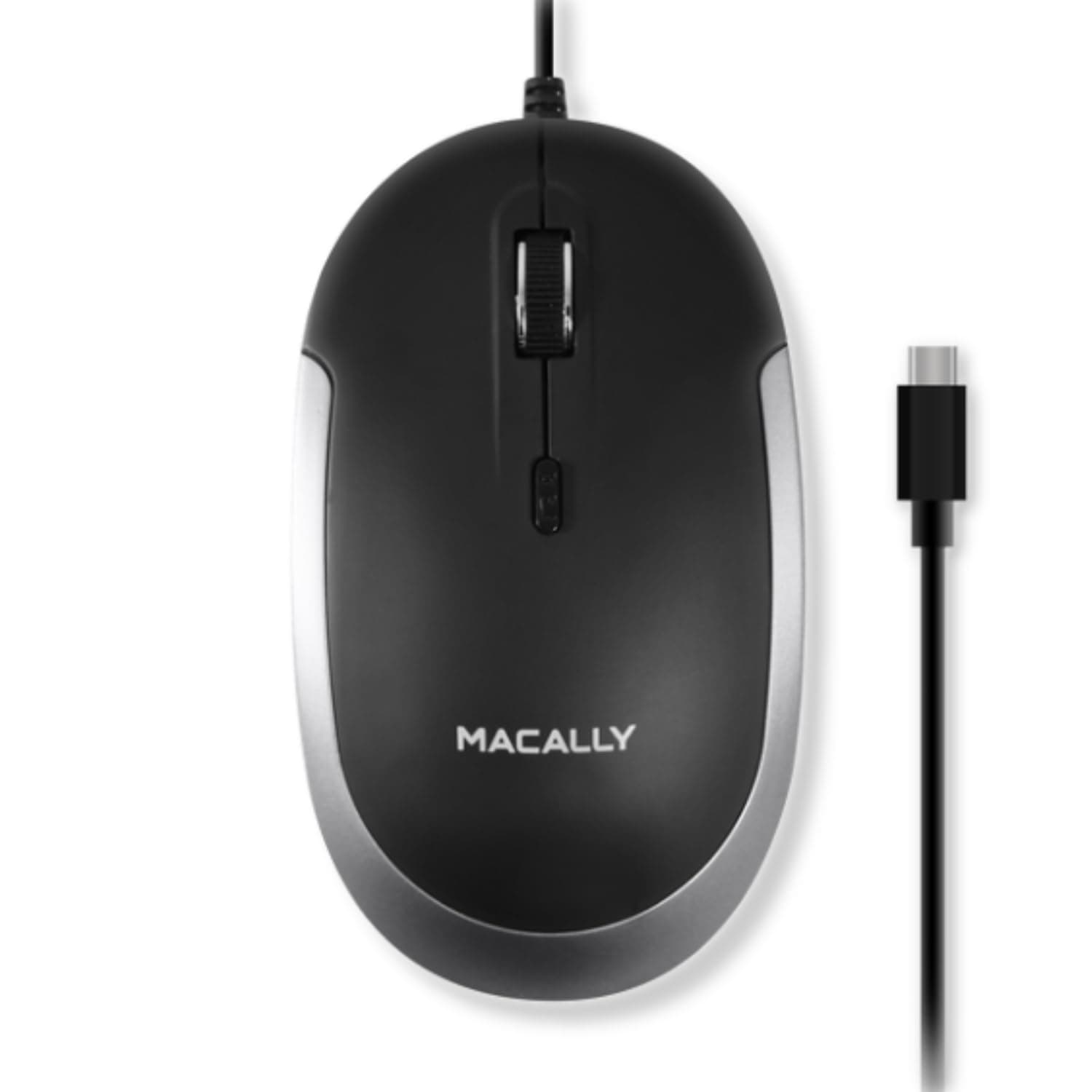 Macally USB Type C Mouse - Slim & Compact Design - USB C Mouse for MacBook Pro iMac PC etc. - Simple 3 Button & Scroll Wheel Layout with DPI Switch - Comfortable Plug & Play Apple Wired Mouse USBC