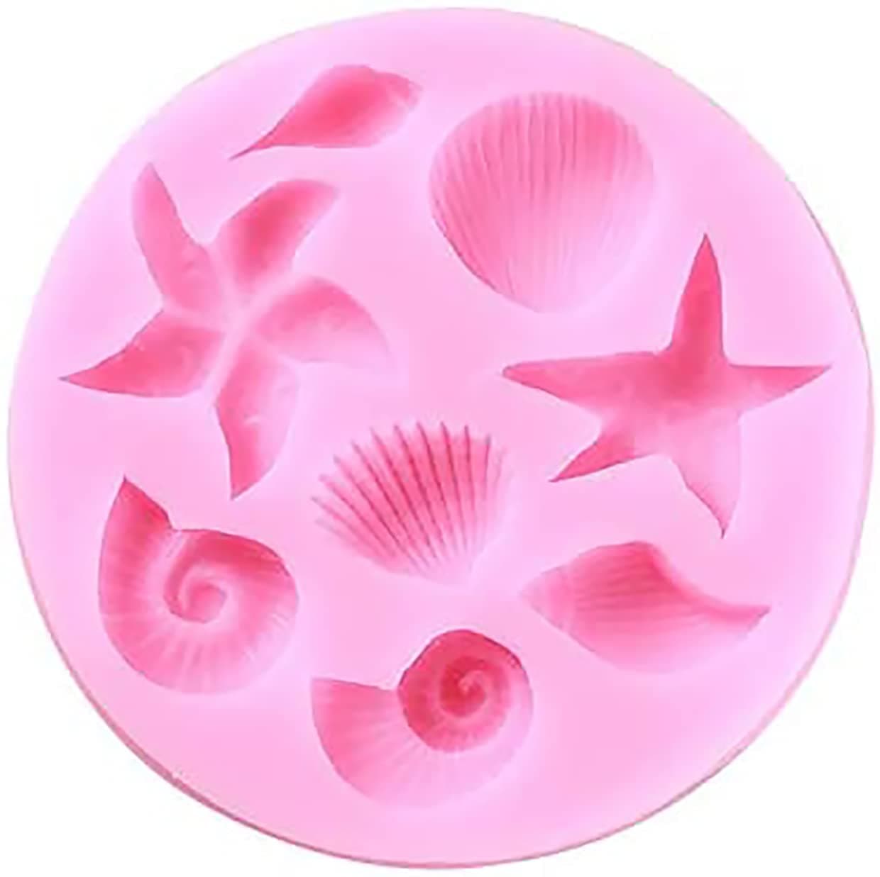 First Try 8 Cavity Ocean Series Silicone Molds Diffrent Shape Fondant Chocolate Candy Molds Starfish Shel Silicone Baking Molds for Birthday Wedding Party DIY Cake, Chocolate - 1 Pcs - 8.5 X 1.2 Cm