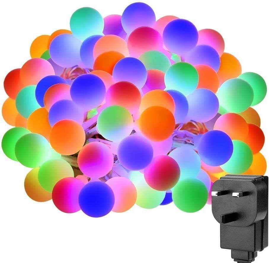 Pameer™, LED String Lights, 5.5m 50 LED Multicoloured Globe String Lights, Plug Power LED Ball Lights, RGB Fairy String Lights for Christmas EID Halloween Diwali Home Party Decoration String Lights.