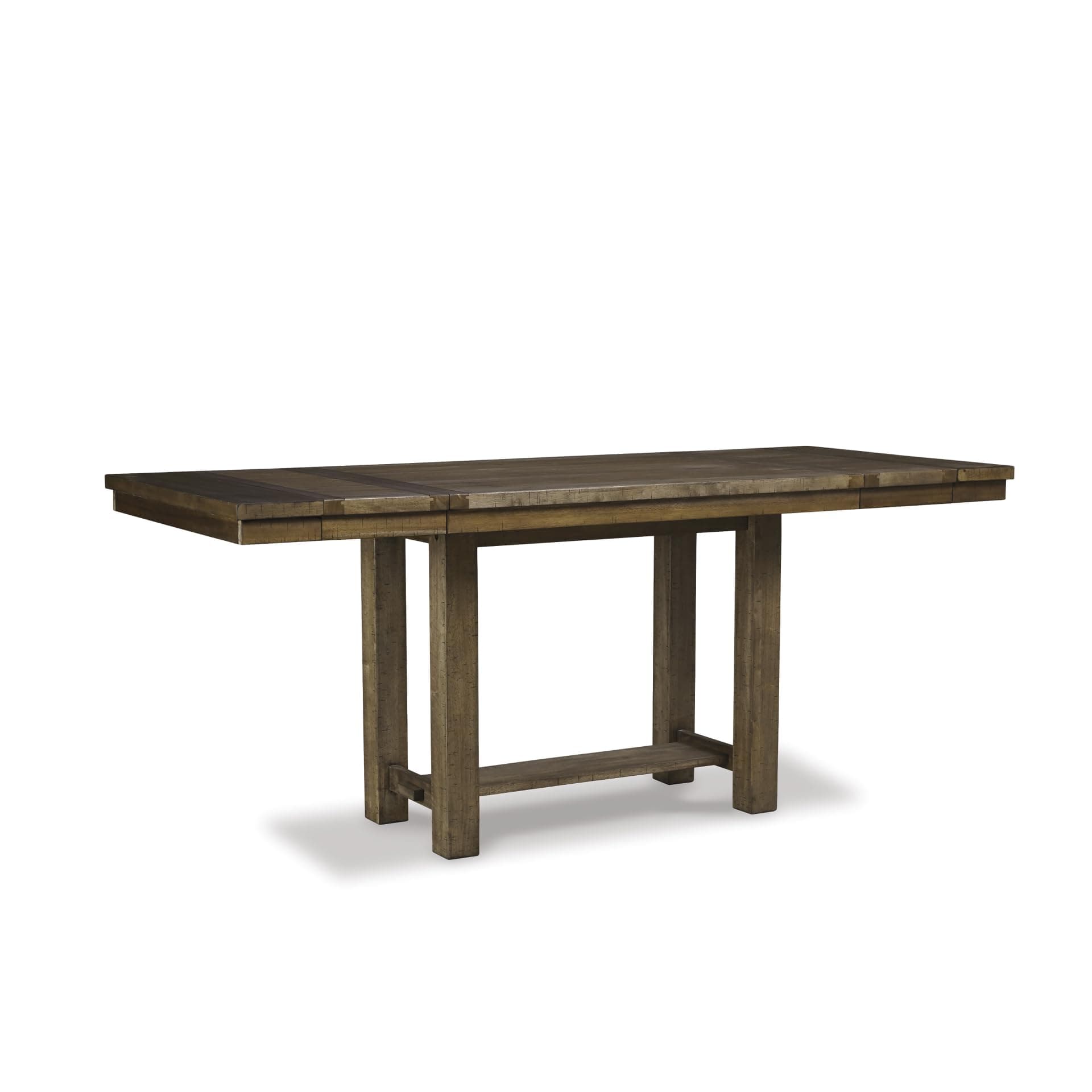 Signature Design by Ashley Moriville Rustic Farmhouse Counter Height Dining Extension Table, Separate Extension Leaves, Seats 8, Wood, 36" W x 86" D x 36" H, Brown