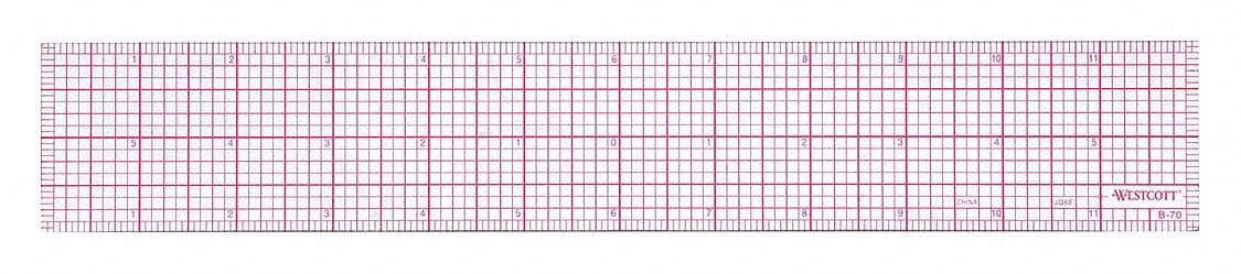 Westcott B-70 8ths Graph Beveled Ruler, 12 in