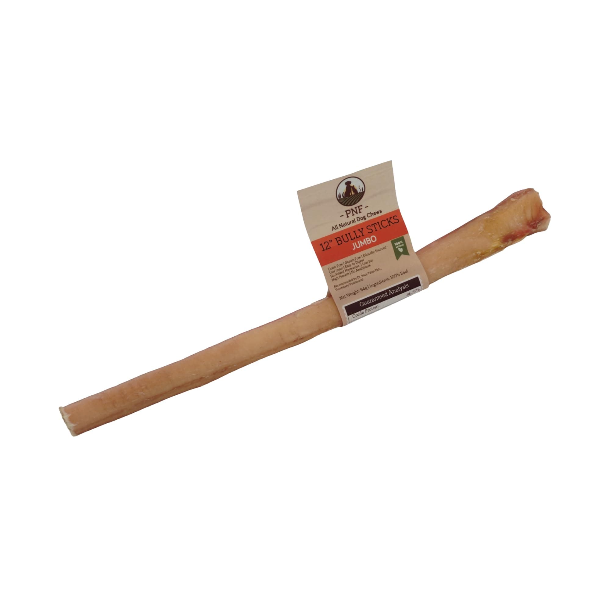 12" Bully Stick (Jumbo) - 1 piece - Long-Lasting Dog Chew - Made from Antibiotic-free, hormones-free Beef - Ideal for Medium and Larger Breeds