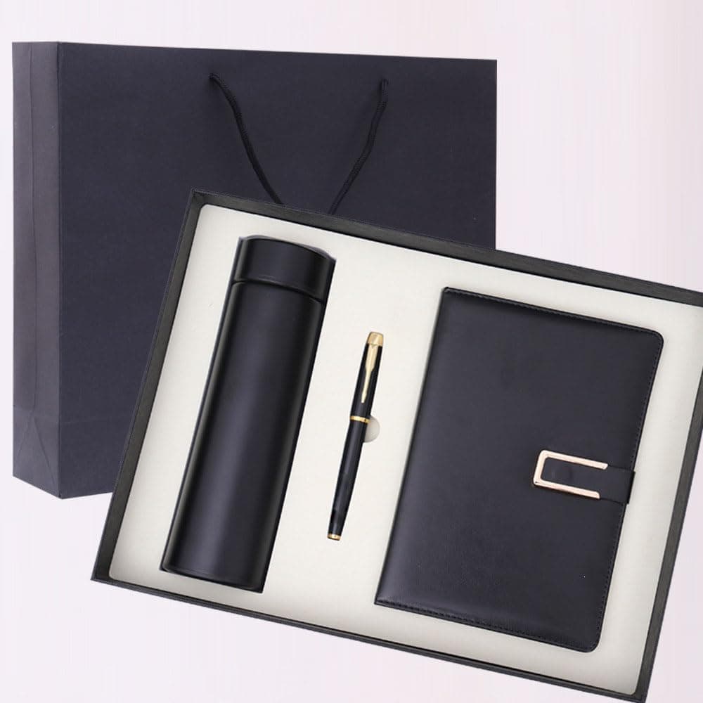 Zenzres Journal Gift Set,A5 Diary Notebook with Double-Sided Lined Paper, 1 Black Ink Pen and Bottle,Luxurious Gift Box Design, Office Supplies for Men and Women