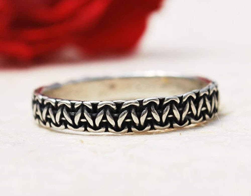 Minimalist Ring, Unique Handmade Thin Rustic Sterling Silver Stackable Stacked Stacking Unisex Thumb Ring