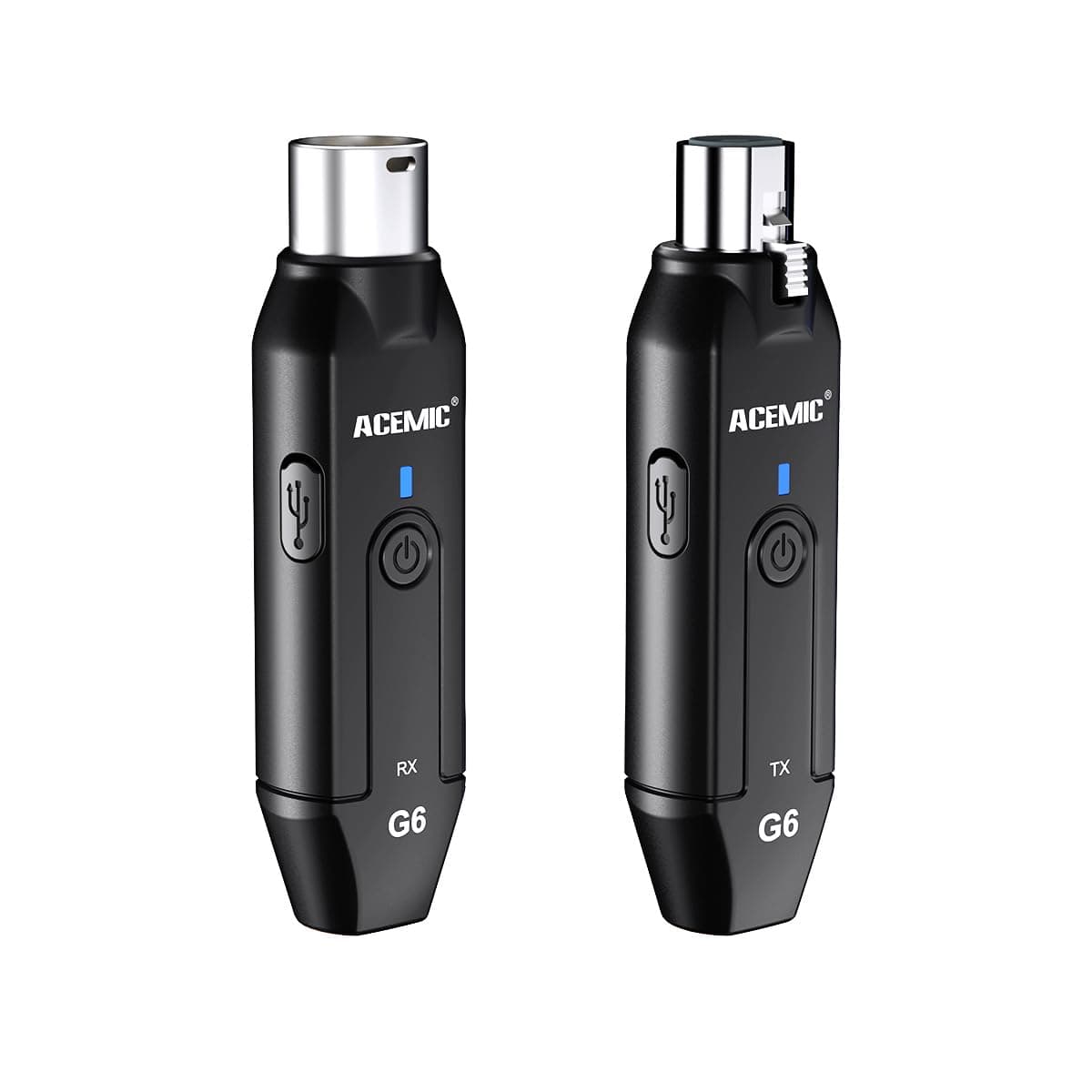 2.4G Wireless Microphone Audio Transmitter and Receiver System Plug-on XLR Mic Adapter 6 Channels for Dynamic Mic, Audio Mixer, PA System, G6