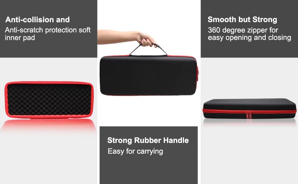 LTGEM Hard Case for Akai Professional MPK Mini Plus - USB MIDI Keyboard Controller - Travel Protective Carrying Storage Bag (Black+Red)