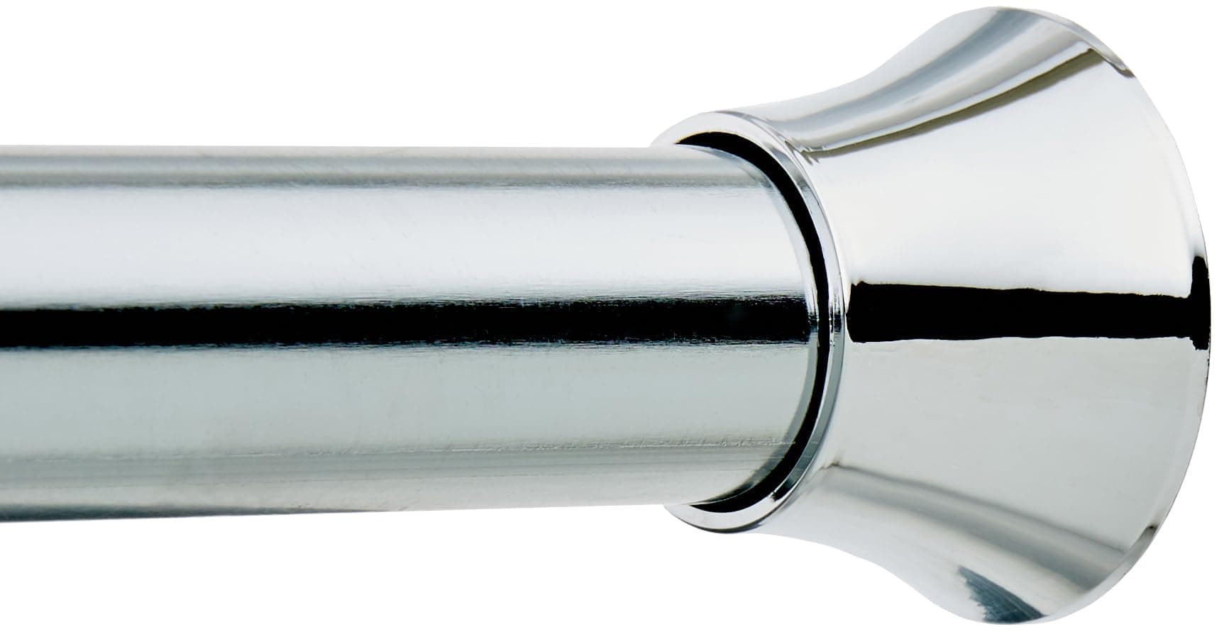 Amazon Basics No Drill Spring Tension Curtain Rod, Adjustable 54-90" Width, Chrome, Classic Finial