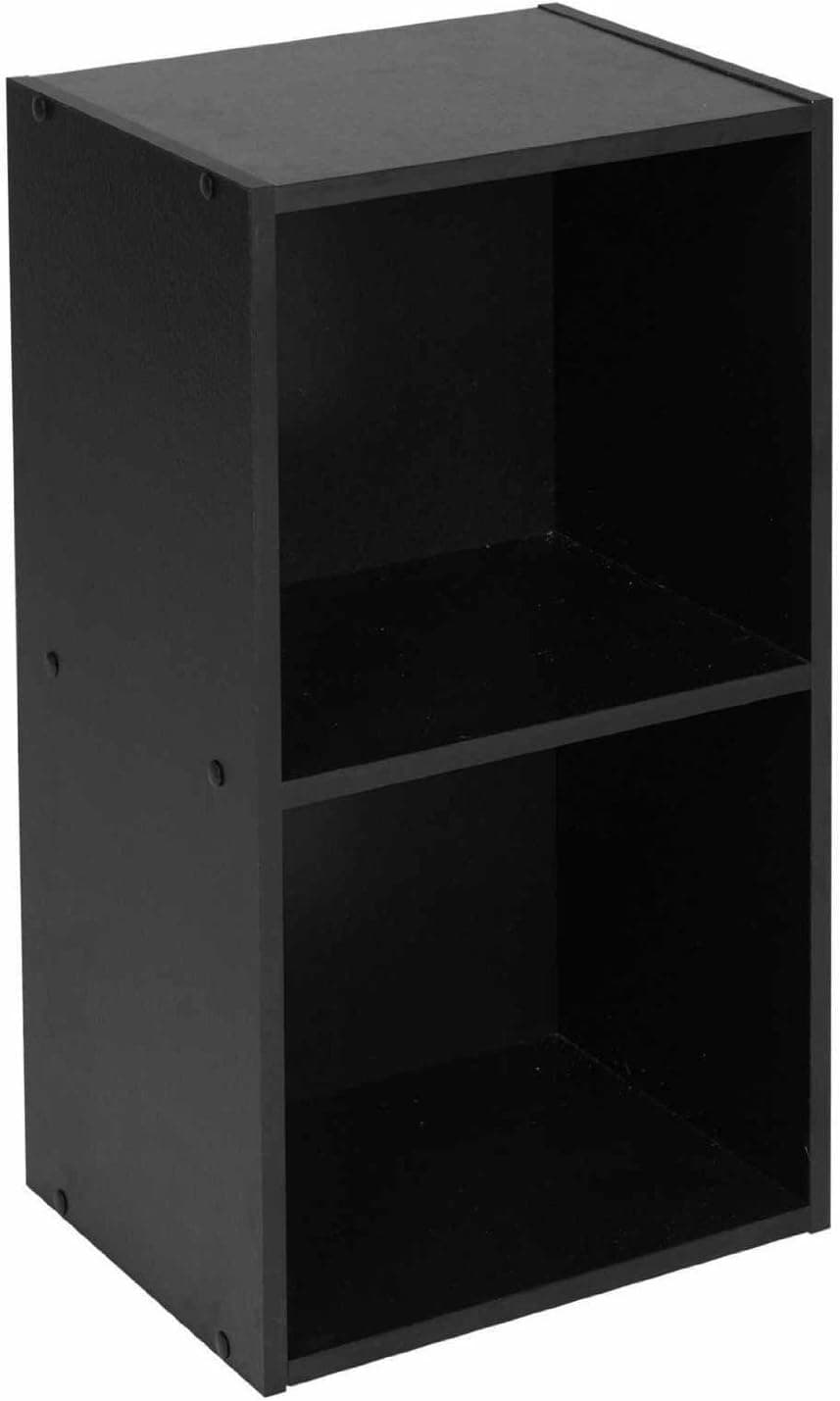 Albert Austin Book Shelf Cube Storage 1-2-3-4 Tier Cube Bookcase, Shelving Unit Display, Storage Unit for Office, Living Room Decor (Black, 2 Tier)