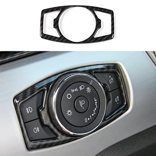 Carbon Fiber Grain Car Head Light Lamp Switch Button Control Cover Trim Frame Sticker for Ford Mustang/F150 2015 2016 2017