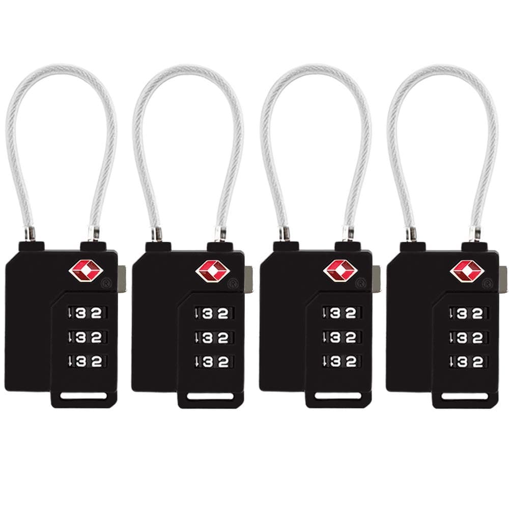 - TSA Lock Security 3 Digit Combination Suitcase Luggage Bag Code Lock Padlock (Black-4-Pack)