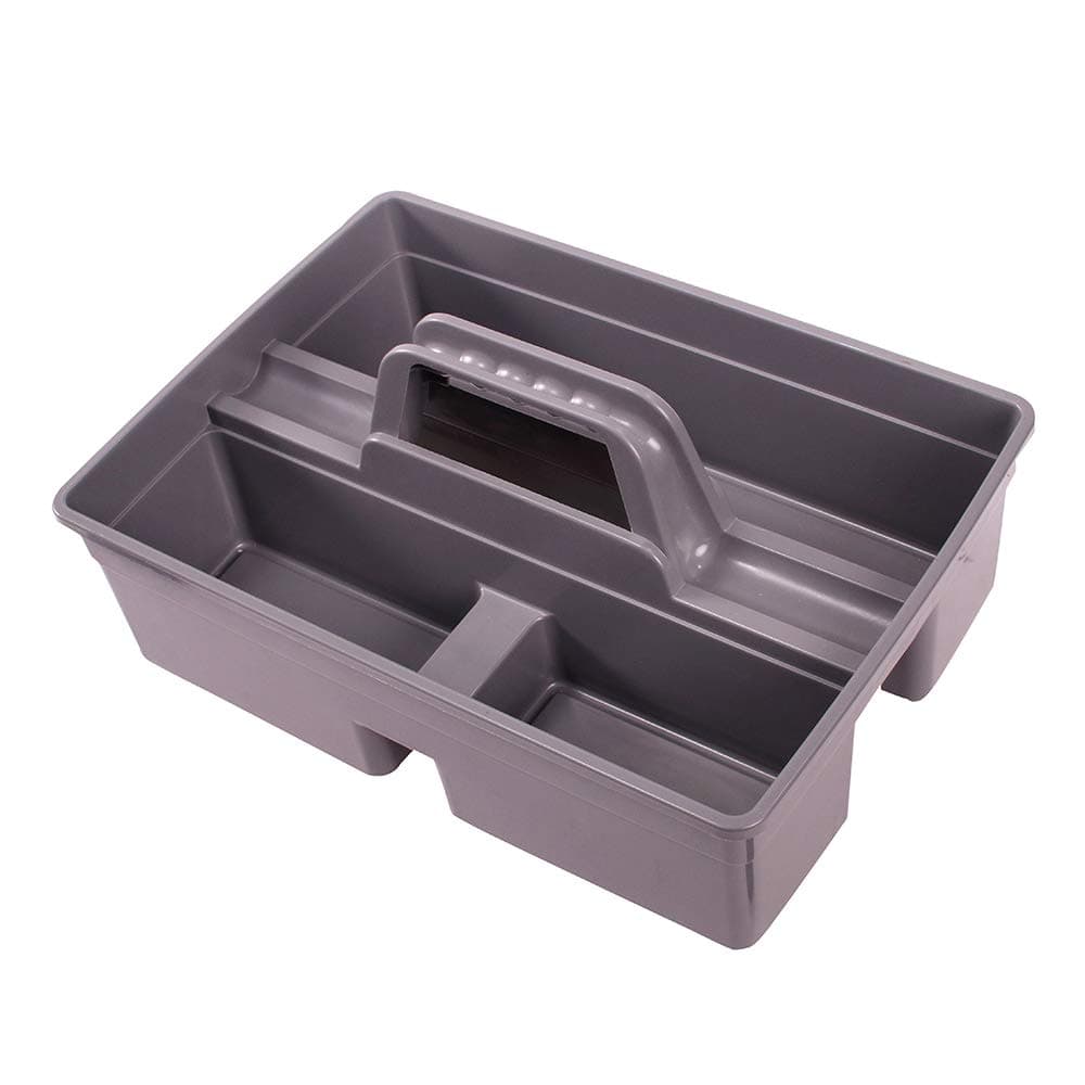 Jiaan Plastic Storage Tray Tote- Versatile Multiuse Caddy with Attached Portable Handle to Organize and Carry Tools 14.9 10.8 4.5 inch High Capacity (Gray)