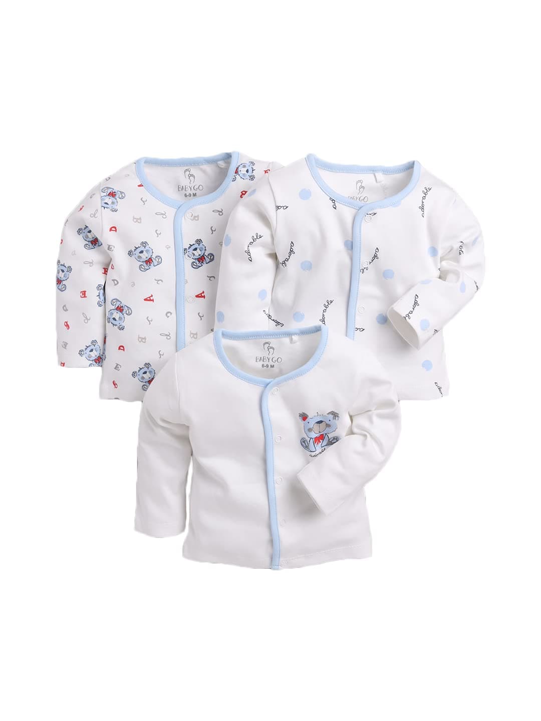 Baby Boy 0-3Months,3-6Months,6-9Months,9-12Months Solid Full Sleeves 100% Pure Cotton T-Shirt Combo Pack Of 3 (White)