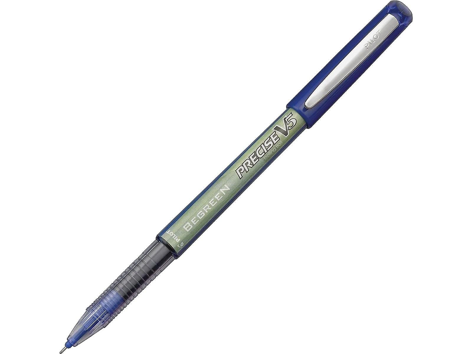 PilotBeGreen Precise V5 Rolling Ball Pens, Extra Fine Point, Blue Ink, Dozen Box (26301)
