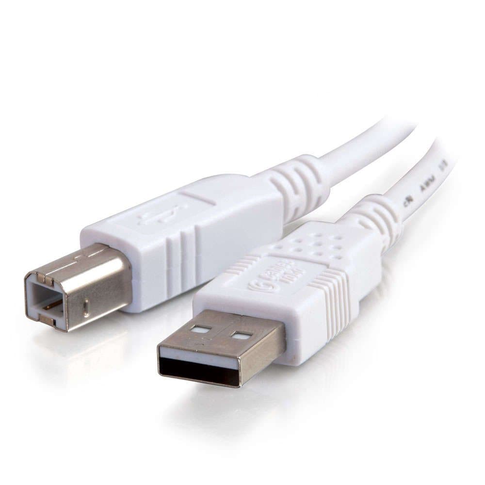 C2G/Cables to Go 2m USB Cable - USB 2.0 A to B Cable White (6.6ft)
