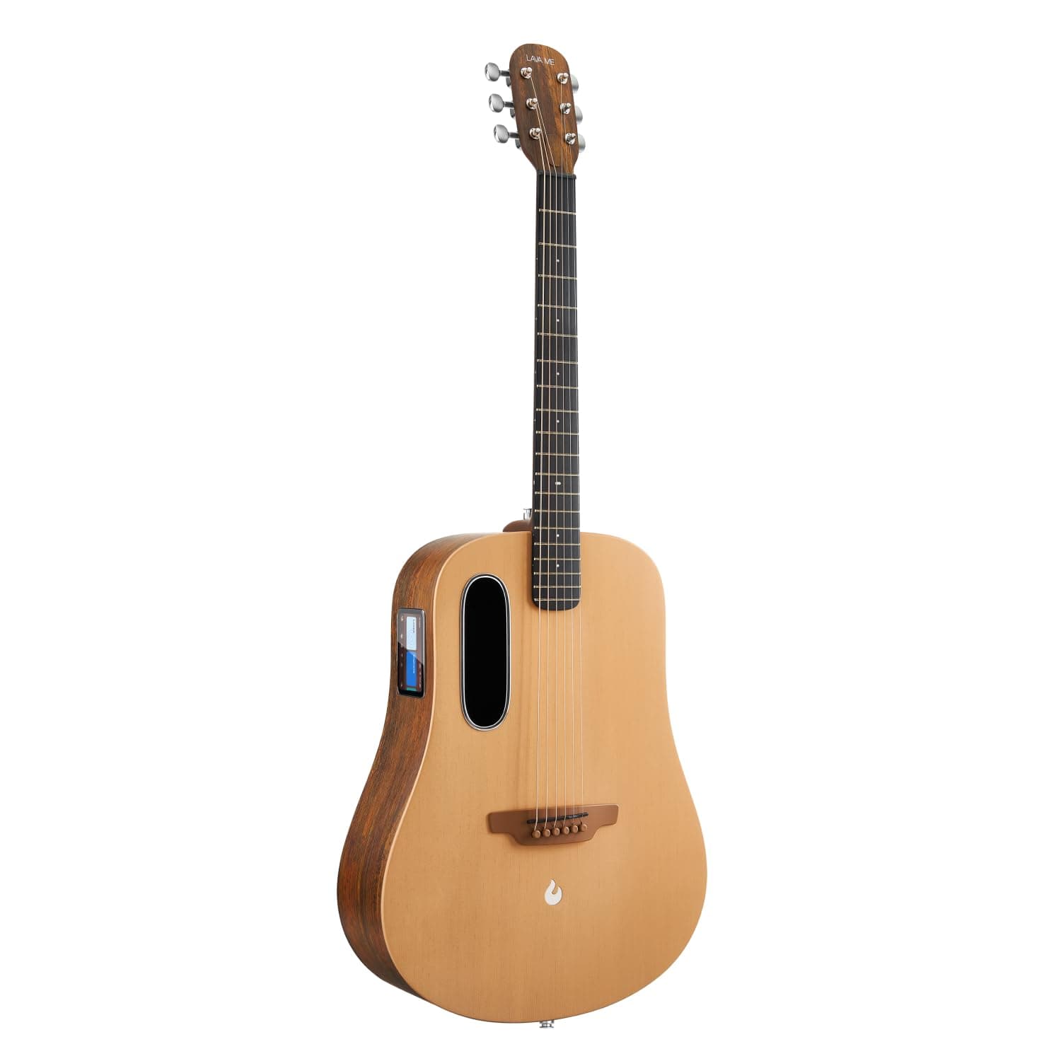 ME 4 Solid Spruce Top Series,HILAVA 2.0 Smart Acoustics Electric Guitars,right handed,with 3.5 inch TouchScreen,FreeBoost 2.0, AirFlow Bag, Woodgrain Brown/Burlywood,41 inch