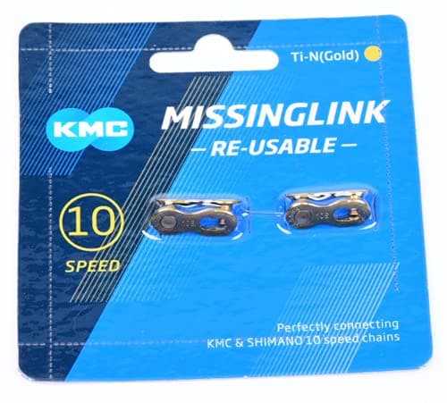 KMC Missing Link 7,8,9,10,11,12 Speed Silver/Gold (New Blue Packing) (10-Speed, 5.88mm, re-usable, Black)