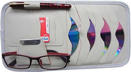 Tool Gadget Multi-function Capacity 8 Disks CD DVD , Glasses Cards Slots Case Holder Bag for Auto Vehicle Truck Sun Visor Organizer (Gray)
