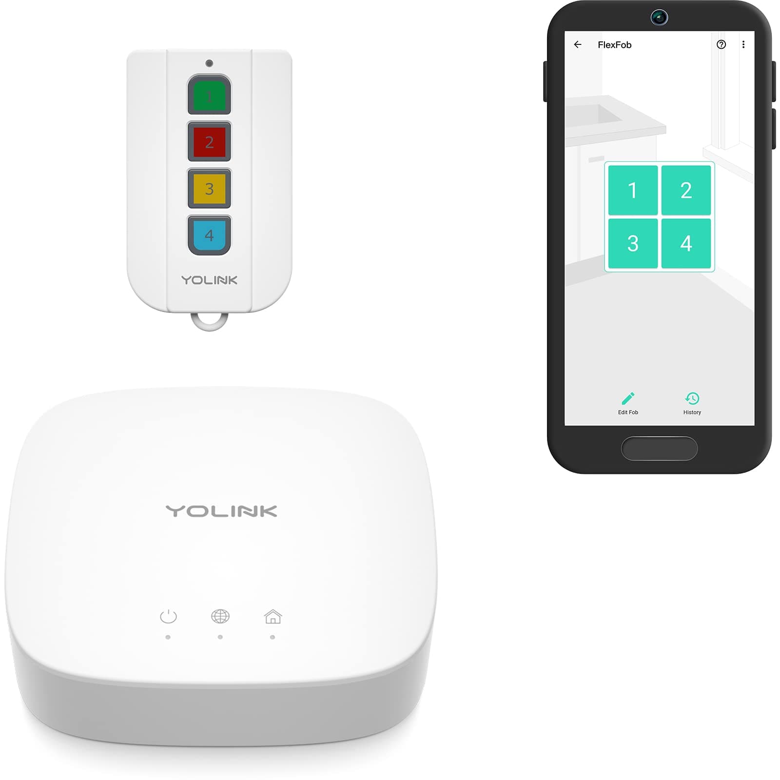 YoLinkFlexFob 4-Button Smart Fob, up to 8 Functions, Trigger Alexa Routines & IFTTT Applets, Smart Buttons, Hub Included