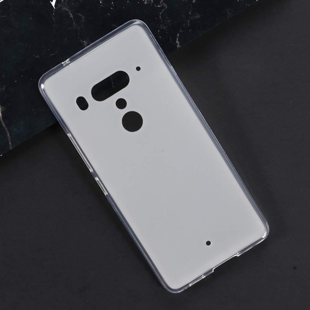 Compatible with HTC U12 Plus Case, Scratch Resistant Soft TPU Back Cover Shockproof Silicone Gel Rubber Bumper Anti-Fingerprints Full-Body Protective Case Cover (White)