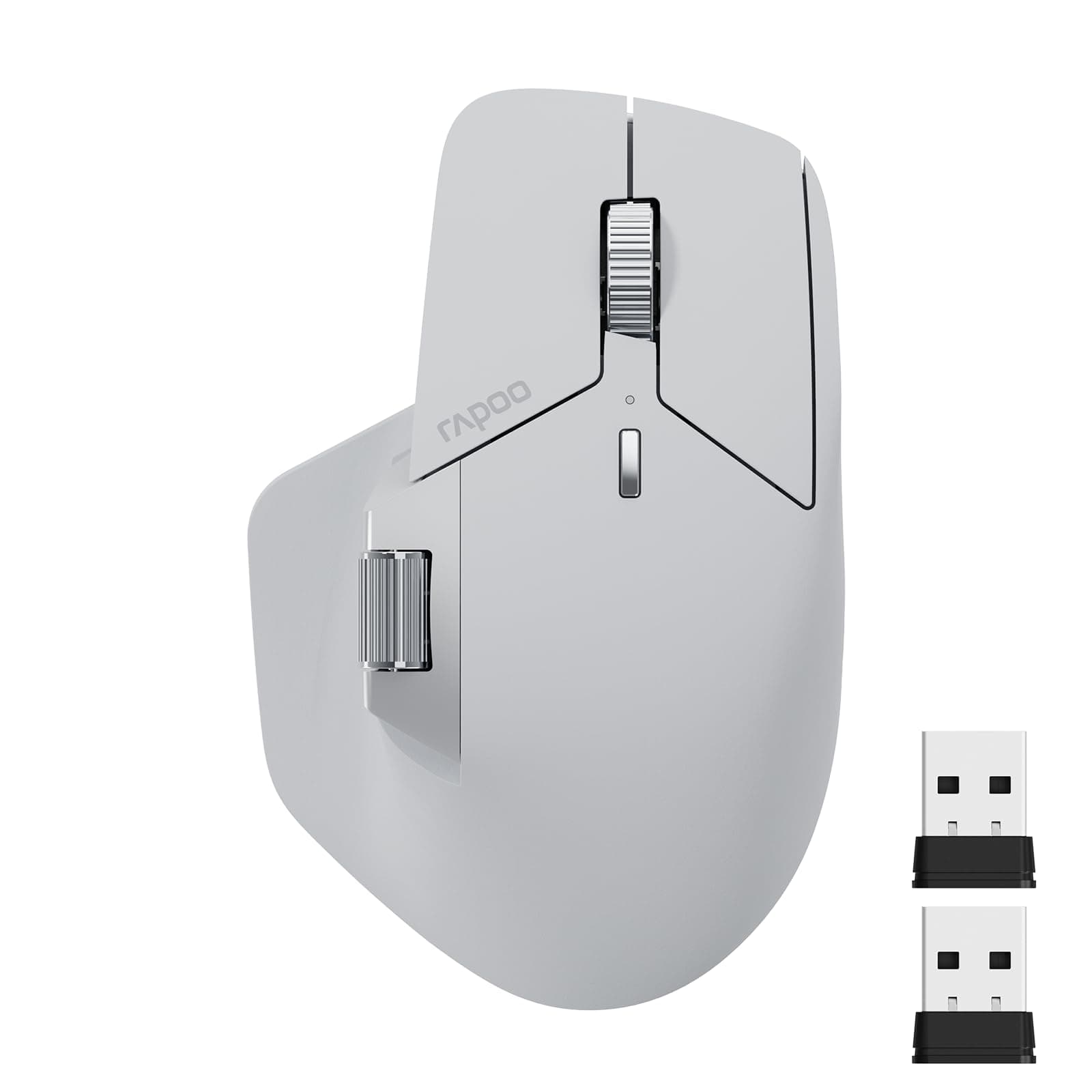 MT760 Multi-Device Wireless Mouse, Bluetooth 5.0 and 2.4G Multi-Mode Connection, Up to 4 Devices, 11 Programmable Buttons, 4K DPI, 90 Days Battery Life, PC, Light Grey