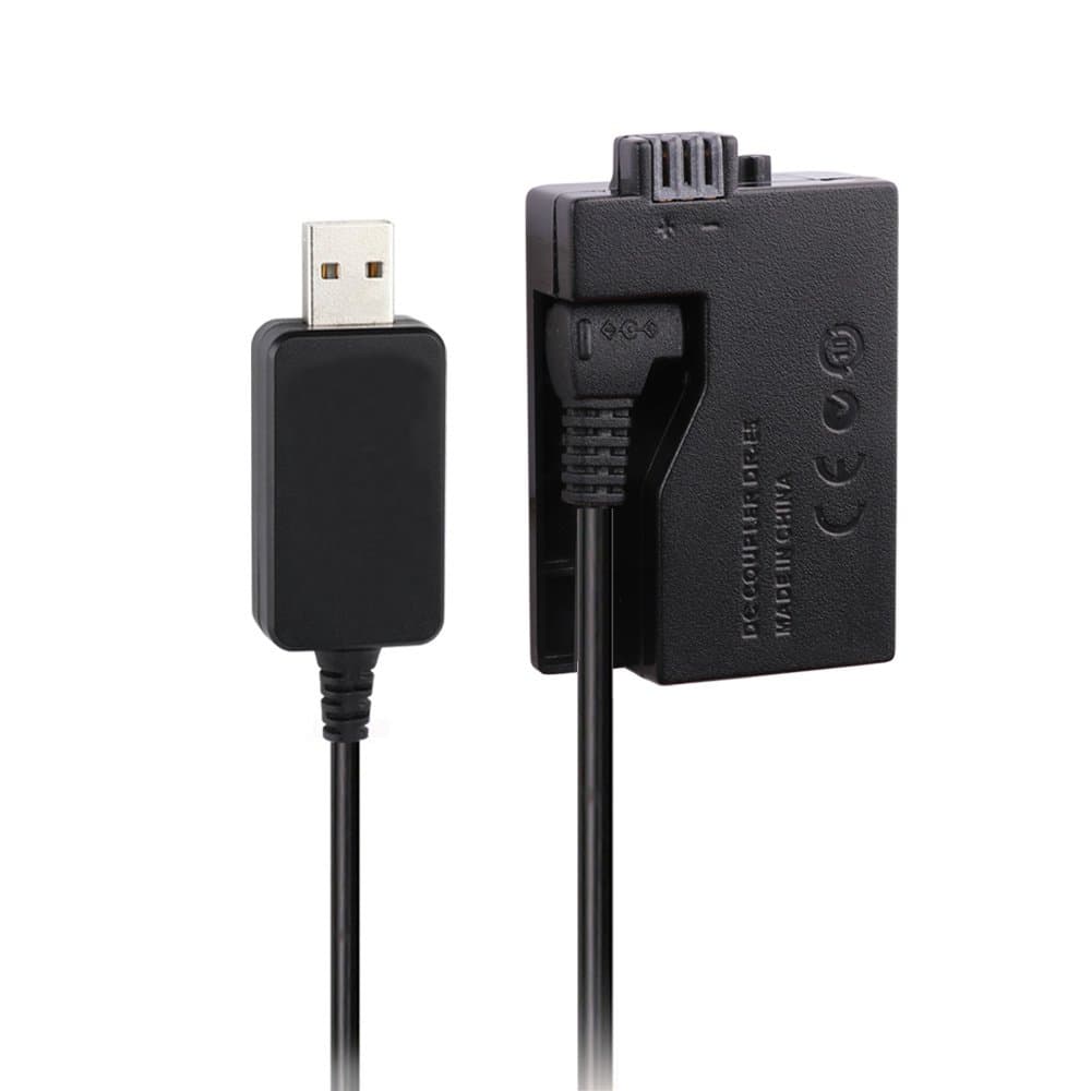 DR-E5 DC Coupler Replace of LP-E5 Battery, USB DC Converter Power Cable Replacement for ACK-E5 AC Power Adapter, Suit for Canon EOS 450D, 500D, 1000D, Rebel XSi, XS, T1i, Kiss F, X2, X3 Cameras