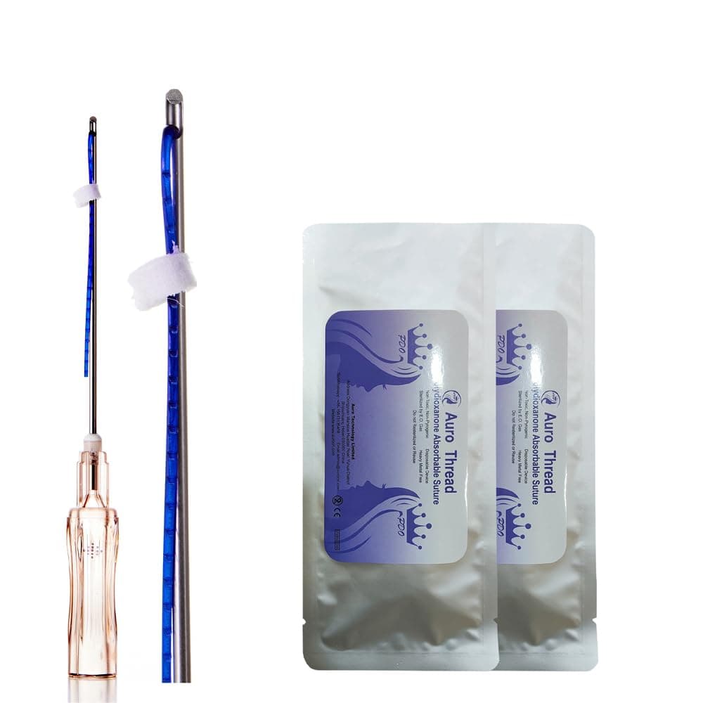 Pdo Thread (Nose thread cog 2-1 19G 60mm) For Face Lift/Whole Body Lift Cog Thread Blunt/Barb Thread For Nose Eye Lift (20 pieces) (Nose thread cog 2-1 19G 60mm)