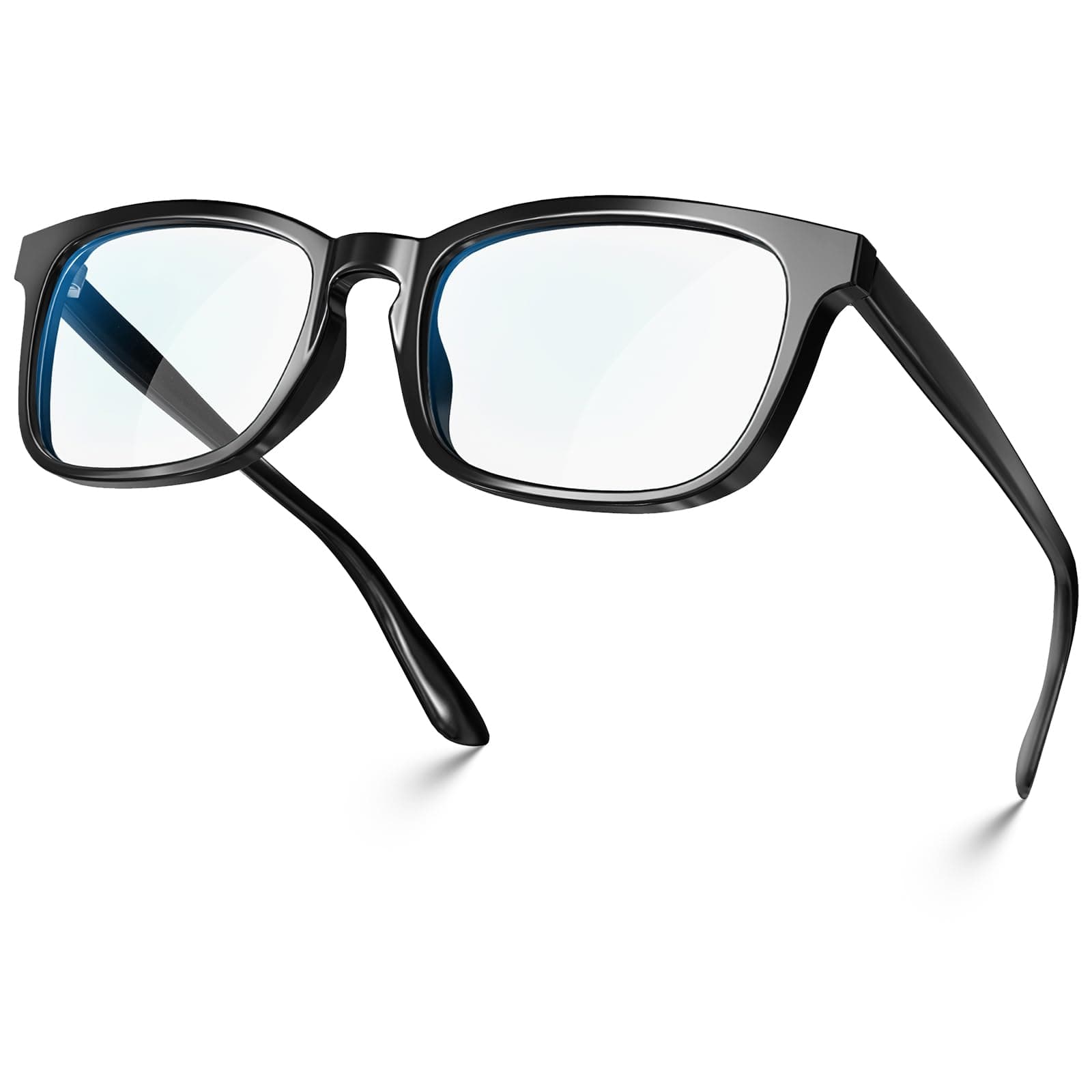 Blue Light Blocking Glasses Square with Anti Computer Glare for Gaming Reading Women and Men, Black, L