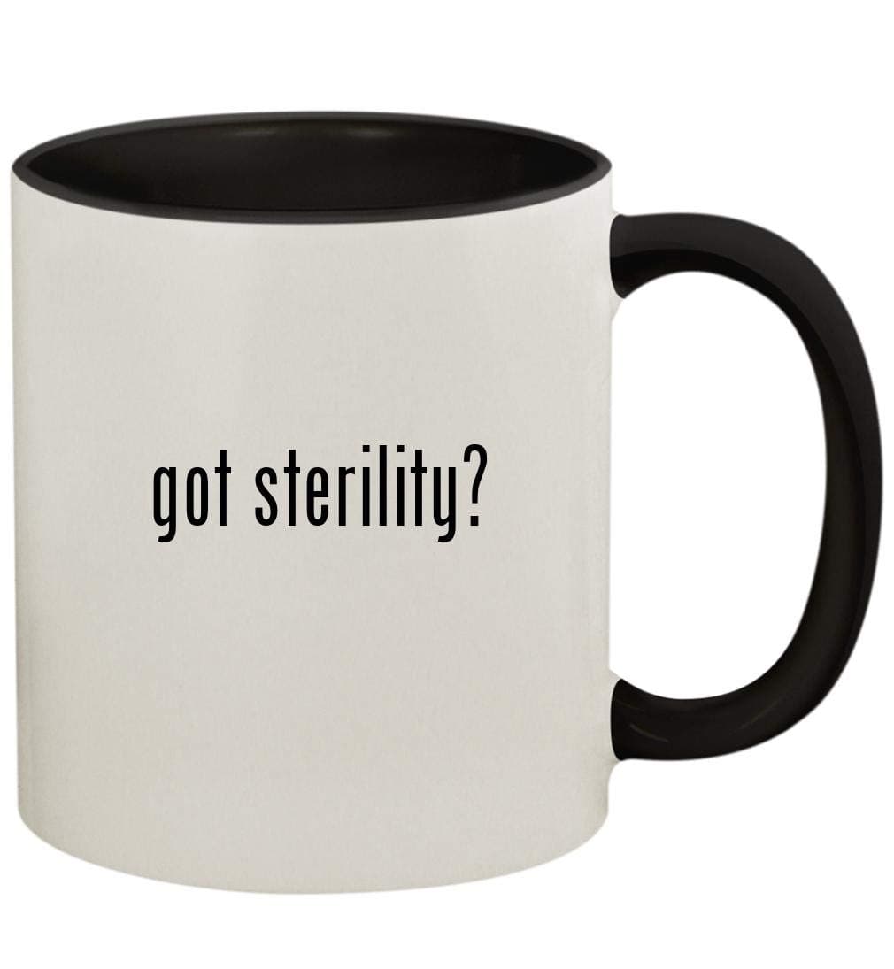 Knick Knack Gifts got sterility? - 11oz Ceramic Colored Handle and Inside Coffee Mug Cup, Black