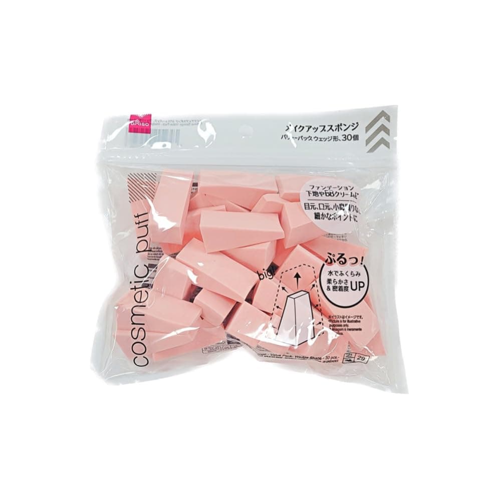 DAISO Wedge-Shaped Makeup Sponge Value Pack | 30 Pieces | Foundation & Concealer Blender