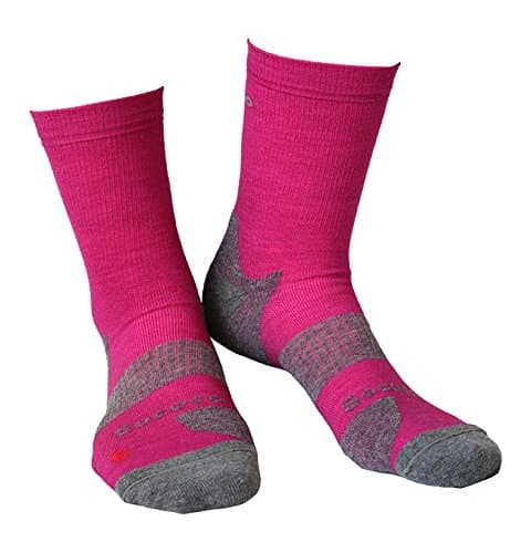 Gococo Technical Cushion High Wool Socks - Quick Drying for Running and Active Sport - Fuchsia/Grey