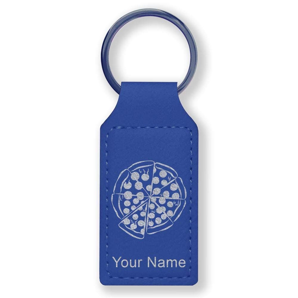 LaserGram Rectangle Keychain, Pizza, Personalized Engraving Included