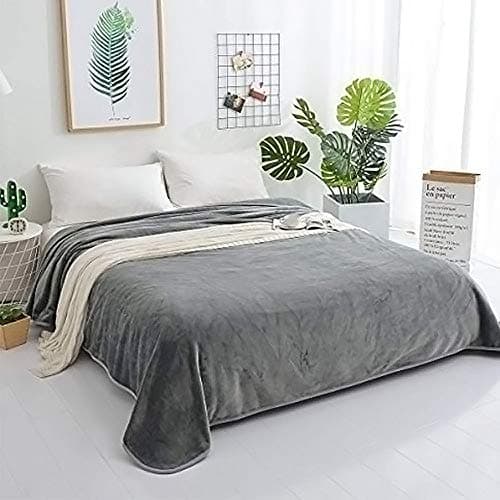 PBEN Blanket (Grey, Queen,90"×90") Luxury Solid Sofa Blanket Lightweight Cozy Microfiber Bed Blankets for All Seasons