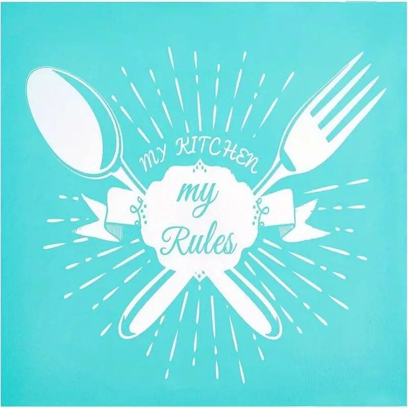 Bonfage Creative My Rules Fork Spoon Reusable Silk Screen Stencils Printing Stencil Self Adhesive Silk Screen Mesh Transfers Stencils for Chalk Paste Wood,Fabric,Home Decor,Art Crafts T-Shirt