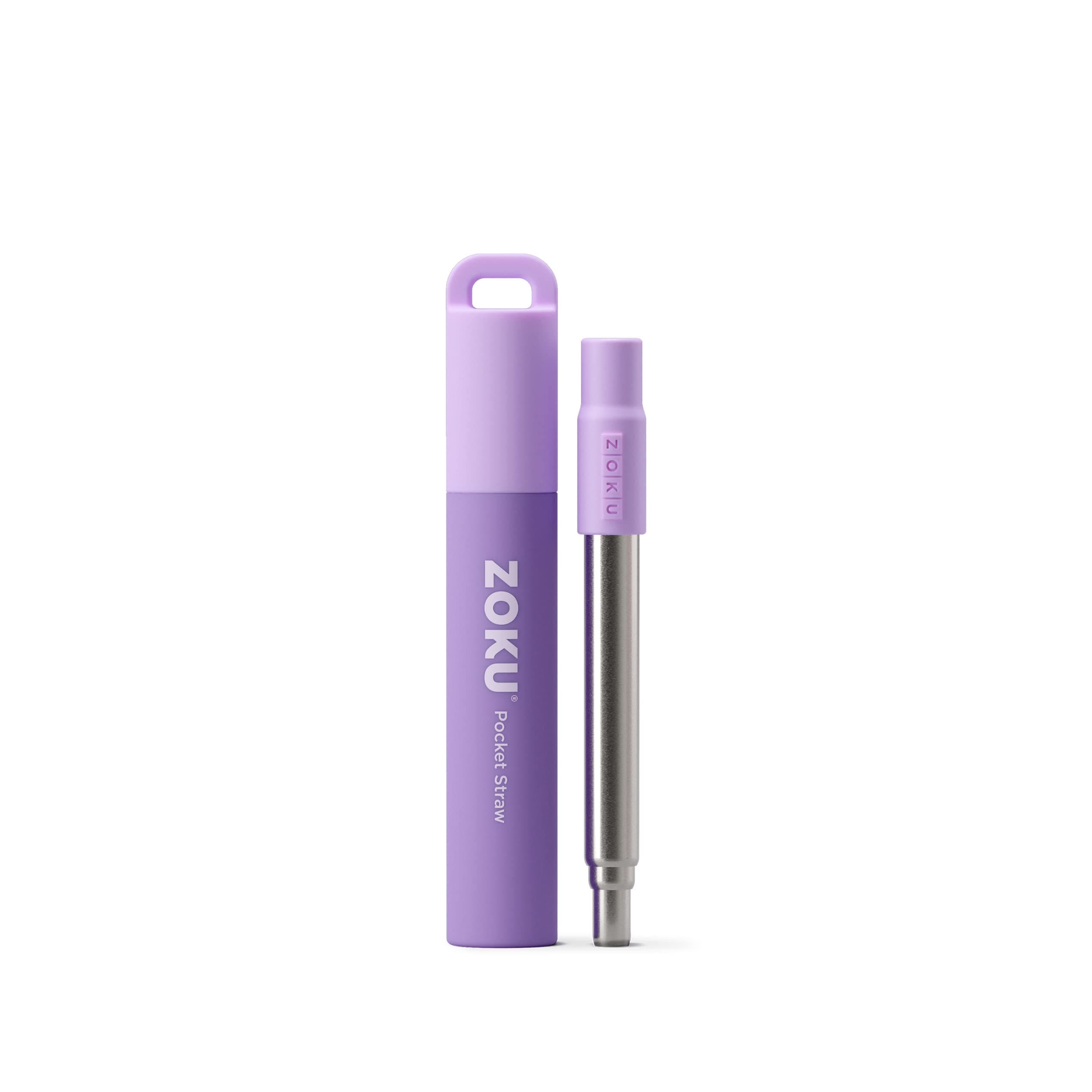 ZOKU - Reusable Straw with Case for thinKitchen:, for Travel, Work and On The Go, Collapsible Stainless Steel Metal Straw with Silicone Mouthpiece, Ideal for Key Chains, Pockets