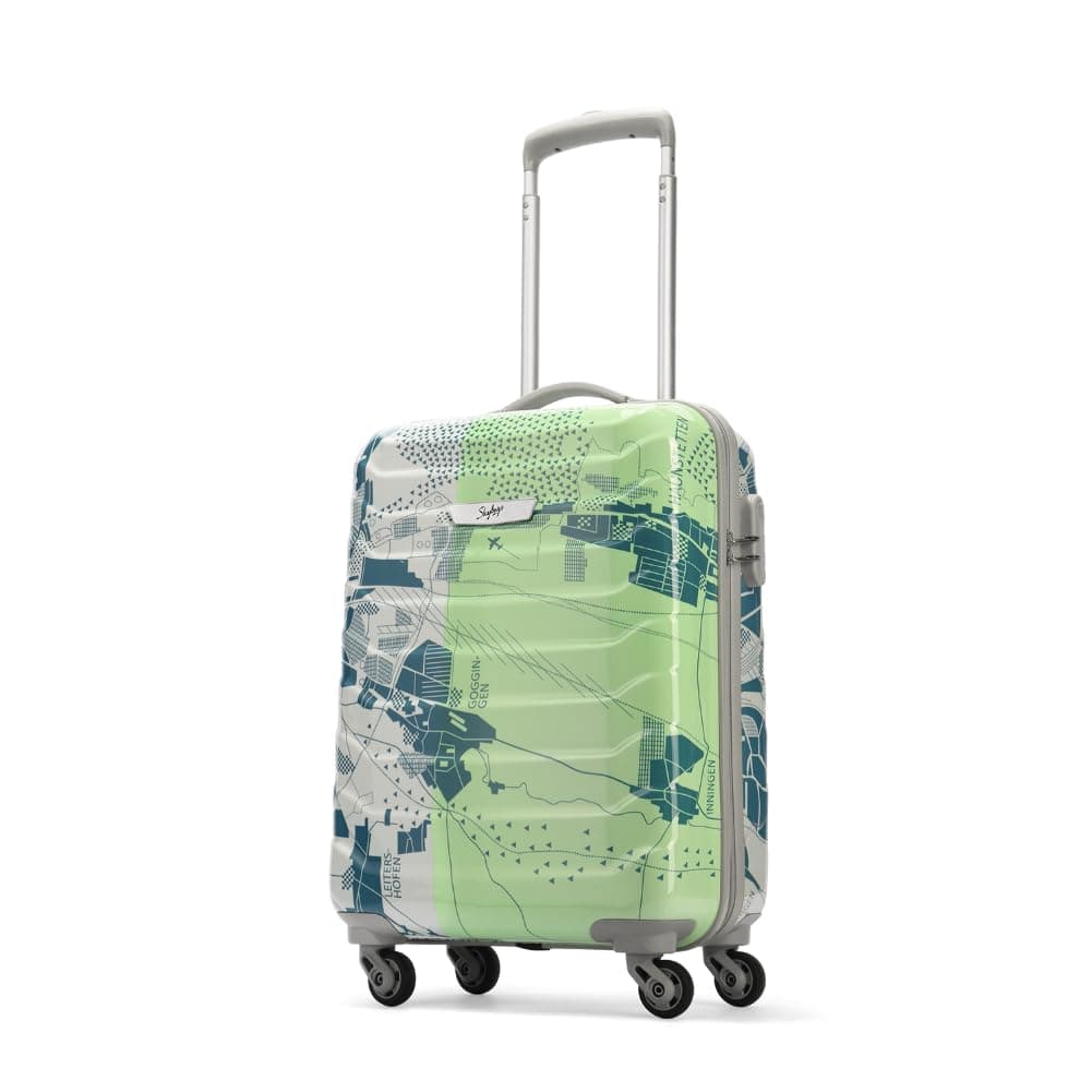 Cabin Trooper 55 Cms Small Abs Hardshellsided 4 Wheels Spinner Printed Luggage/Inline Suitcase/Trolley Back (Pale Green), Large