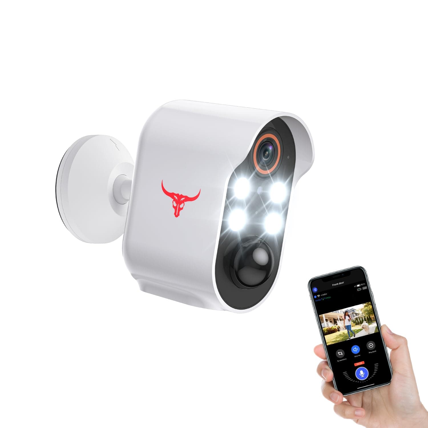 HopeFlex Security Camera Wireless, Human Detection, Live View, Cloud Storage, Color Night Vision, 2.4G WiFi, Indoor Outdoor Surveillance, Battery Powered