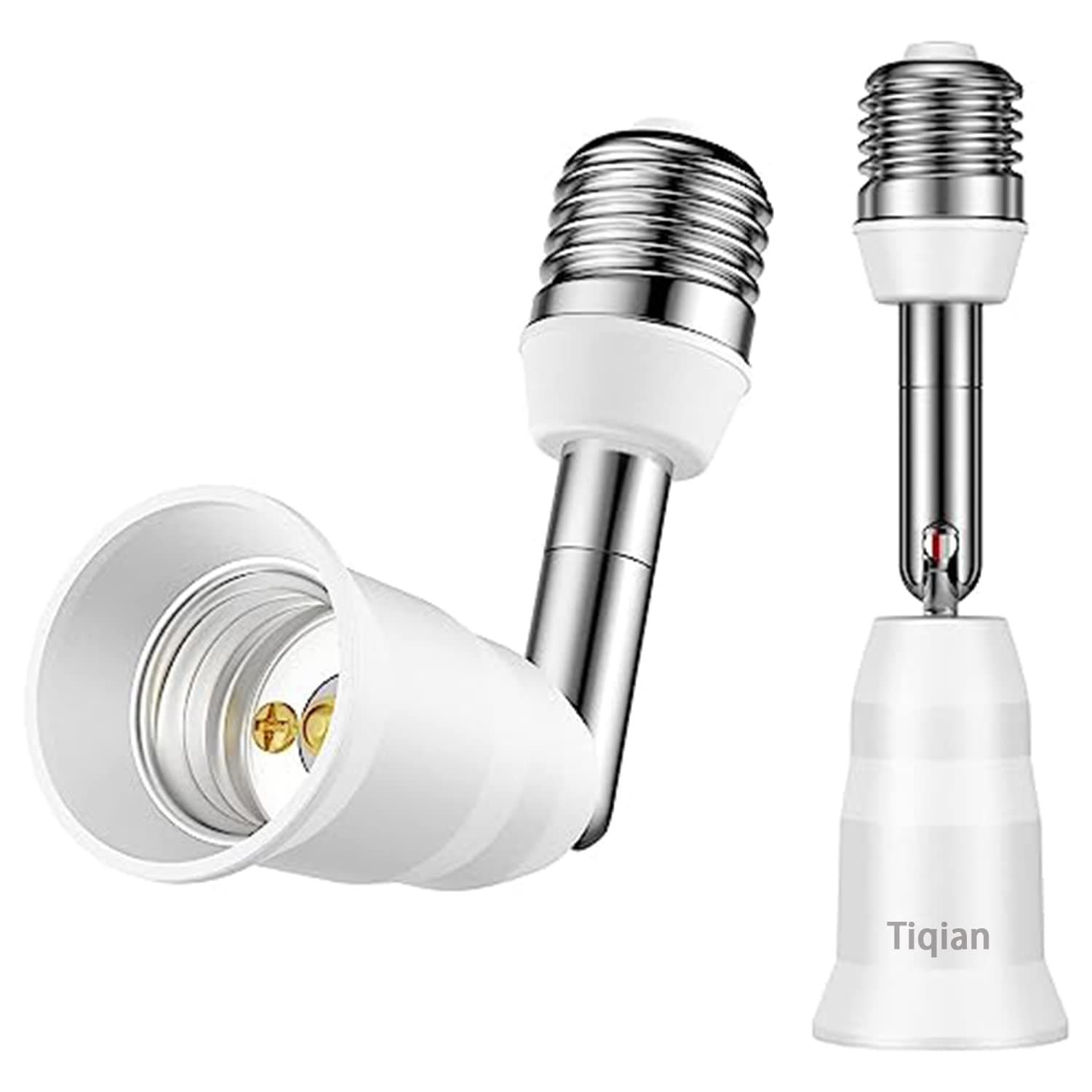 E26/E27 Light Socket Extender, 4.5 Inch Extension,Adjustable Vertical 90°Horizontal 360°, 100V - 250V, Max 150W, Medium Screw Base Light Converter Socket Extender,2-Pack