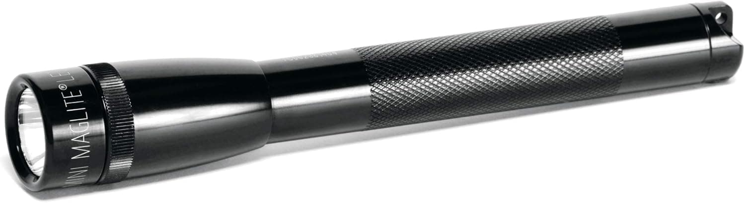 MagLite Mini LED PRO Flashlight - Ultra Bright 332 Lumens, Adjustable Beam, Water-Resistant IPX4, Shock Resistant, 2 Power Modes, Includes 2 AA Premium Alkaline Batteries - (Holster Pack, Black)