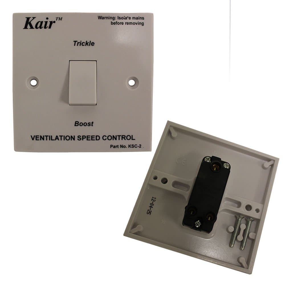 Kair 2 Speed Manual Trickle / Boost Selector Switch - Suitable for Extractor Fans & Heat Recovery Systems - K-2SPC