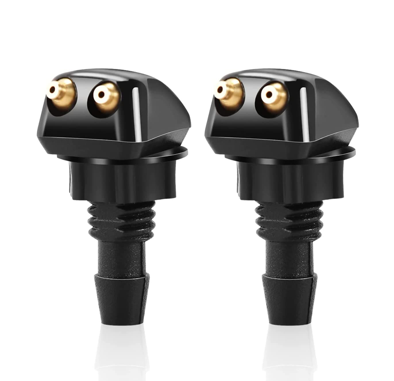 2 PCS Front Windshield Washer Nozzle, Universal Car Front Windshield Wiper Washer Sprayer Nozzle Replacement for Ford Honda Chrysler Subaru BMW Buick Chevrolet Dodge (Black)