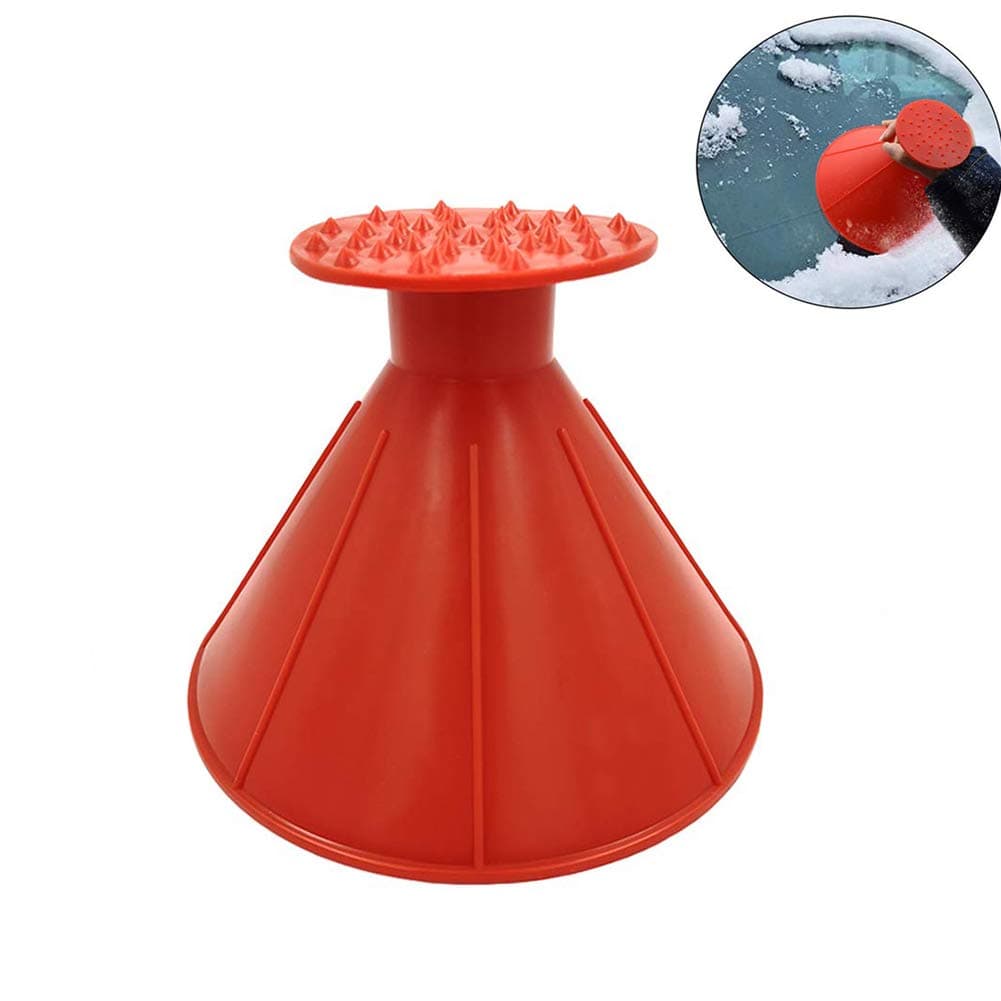 Miracle Ice Scraper for Car, Snow Scraper Brush for Windshield, Frost Remove and Deicer Multifunction Oil Funnel-Red (RED)