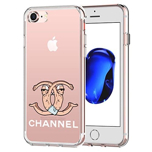iPhone 7 CASE,iPhone 8 CASE, Channel The Double C Spoof Parody 3D Printed Cartoon Design Soft Clear TPU Cute Funny Case