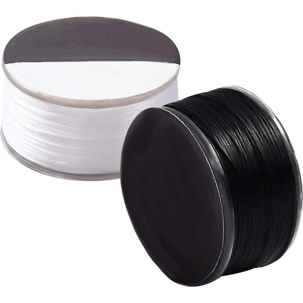 0.1mm Nylon Beading Thread 92m Black White Sewing Thread Nylon Braided Thread String Bracelet Cord Seed Bead Thread for Leather Stitching Beading DIY Jewelry Making Christmas