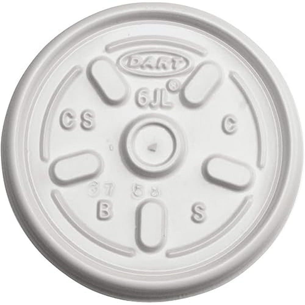 White Vented Plastic Lid, 6JL (1,000 Count)